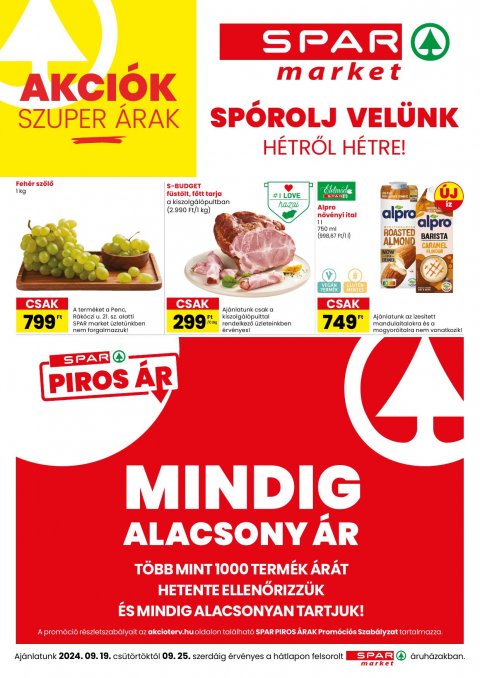 SPAR Market od 19. 9. 2024 do 25. 9. 2024